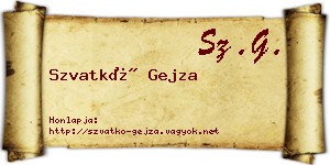 Szvatkó Gejza névjegykártya